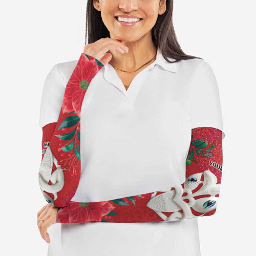 Maori Wheku Meri Kirihimete Personalised Arm Sleeves All Red Indigenous Maori Motif - Aussie Hoodie
