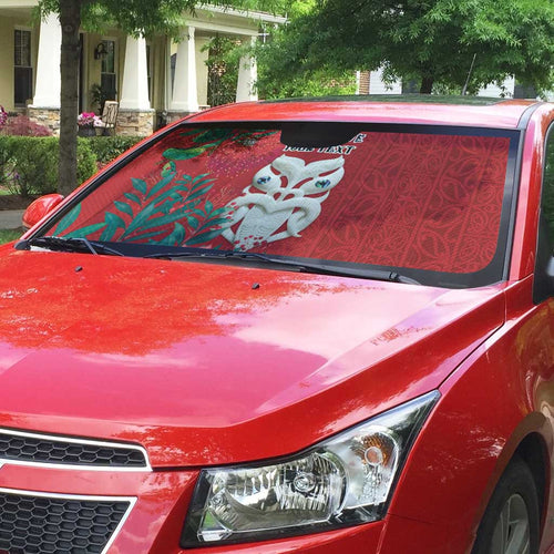 Maori Wheku Meri Kirihimete Personalised Auto Sun Shade All Red Indigenous Maori Motif - Aussie Hoodie