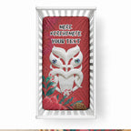 Maori Wheku Meri Kirihimete Personalised Baby Bed Cover All Red Indigenous Maori Motif