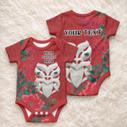 Maori Wheku Meri Kirihimete Personalised Baby Onesie All Red Indigenous Maori Motif