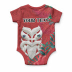 Maori Wheku Meri Kirihimete Personalised Baby Onesie All Red Indigenous Maori Motif