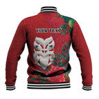 Maori Wheku Meri Kirihimete Personalised Baseball Jacket All Red Indigenous Maori Motif - Aussie Hoodie