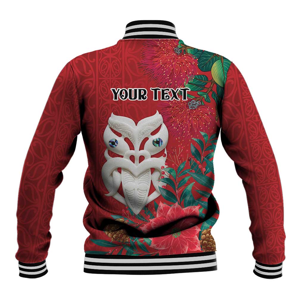 Maori Wheku Meri Kirihimete Personalised Baseball Jacket All Red Indigenous Maori Motif - Aussie Hoodie
