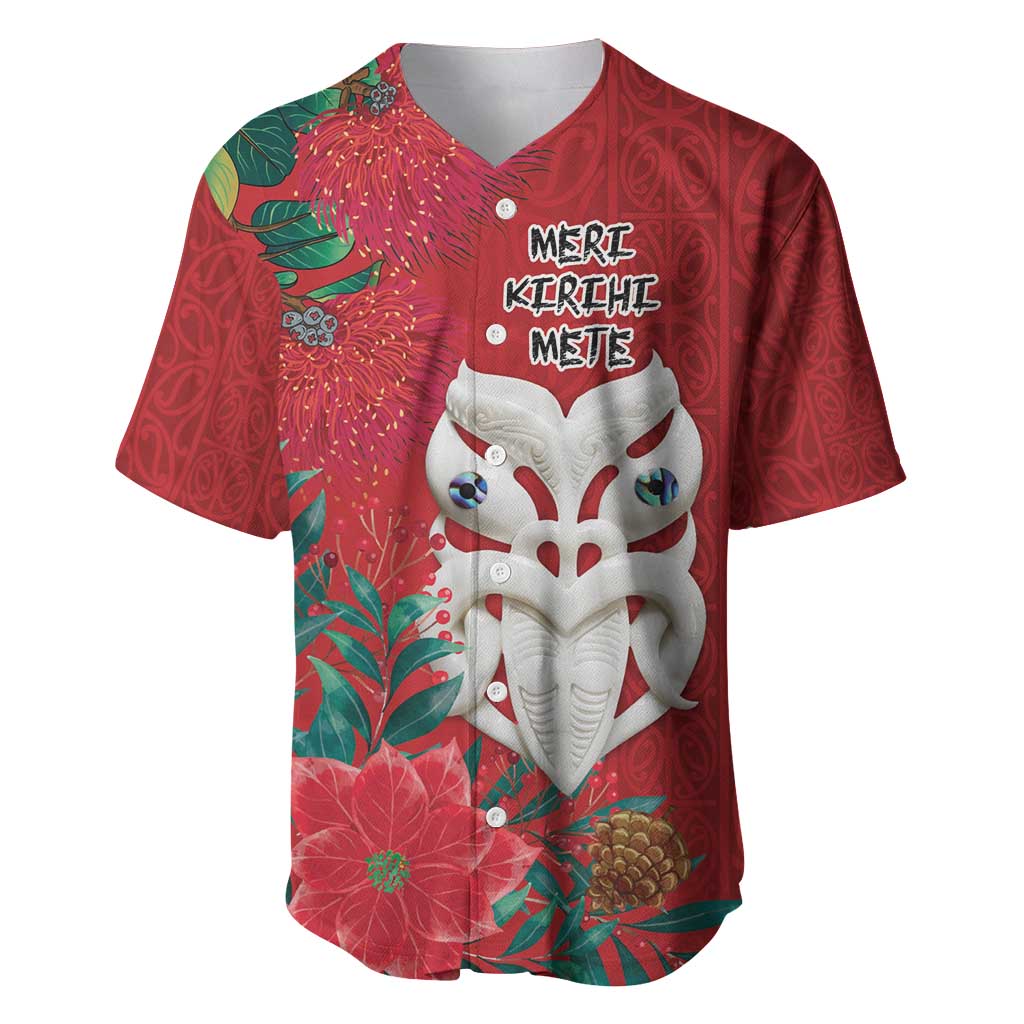 Maori Wheku Meri Kirihimete Personalised Baseball Jersey All Red Indigenous Maori Motif - Aussie Hoodie