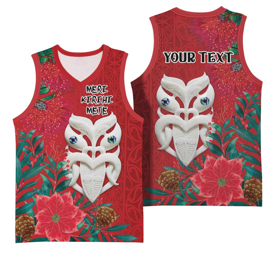 Maori Wheku Meri Kirihimete Personalised Basketball Jersey All Red Indigenous Maori Motif - Aussie Hoodie