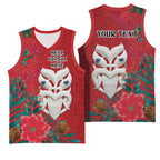 Maori Wheku Meri Kirihimete Personalised Basketball Jersey All Red Indigenous Maori Motif - Aussie Hoodie