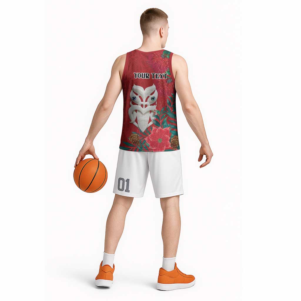 Maori Wheku Meri Kirihimete Personalised Basketball Jersey All Red Indigenous Maori Motif - Aussie Hoodie