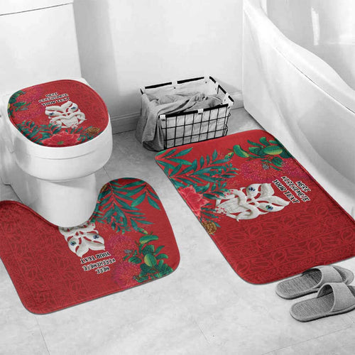 Maori Wheku Meri Kirihimete Personalised Bathroom Set All Red Indigenous Maori Motif - Aussie Hoodie