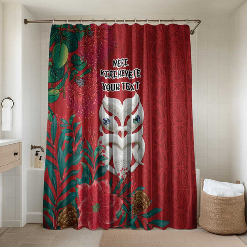 Maori Wheku Meri Kirihimete Personalised Bathroom Set All Red Indigenous Maori Motif - Aussie Hoodie