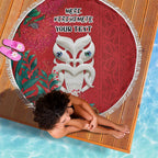 Maori Wheku Meri Kirihimete Personalised Beach Blanket All Red Indigenous Maori Motif - Aussie Hoodie