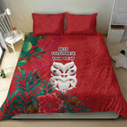 Maori Wheku Meri Kirihimete Personalised Bedding Set All Red Indigenous Maori Motif - Aussie Hoodie