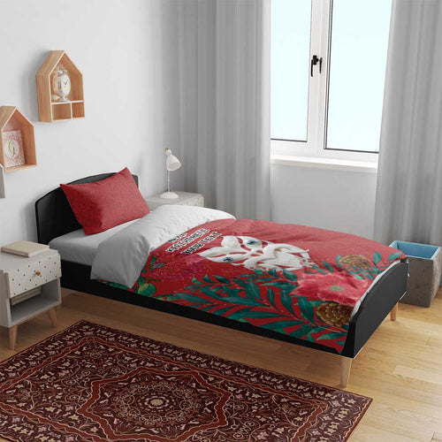 Maori Wheku Meri Kirihimete Personalised Bedding Set All Red Indigenous Maori Motif - Aussie Hoodie