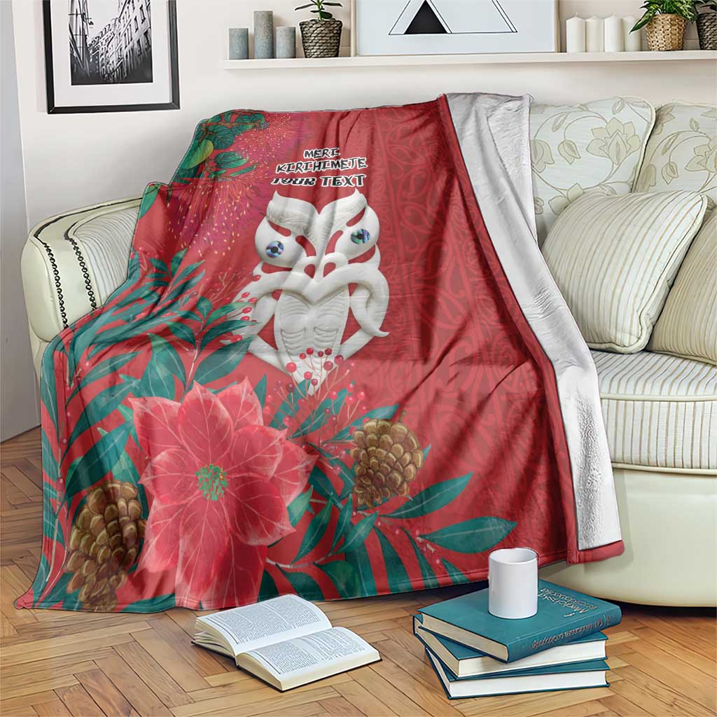 Maori Wheku Meri Kirihimete Personalised Blanket All Red Indigenous Maori Motif - Aussie Hoodie