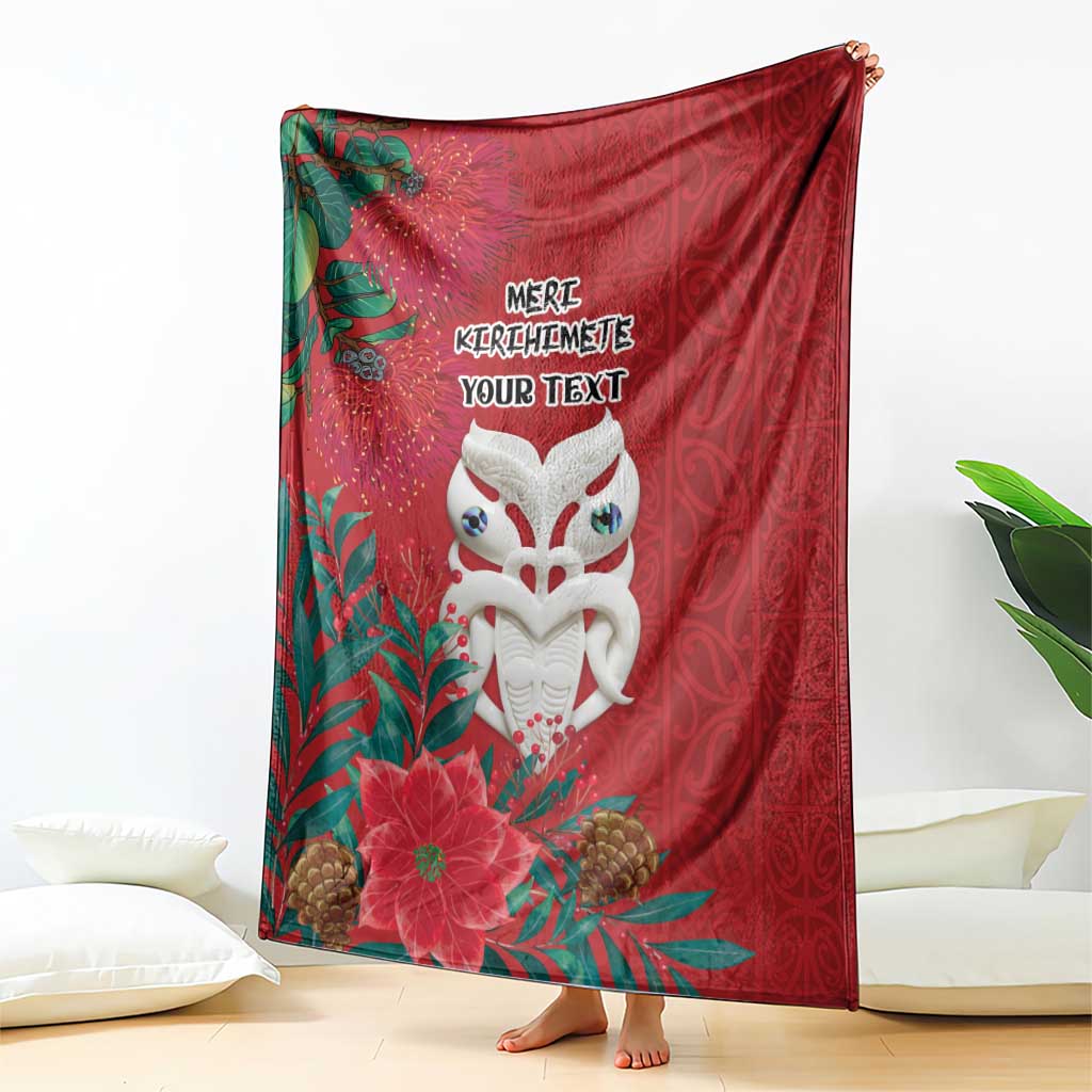 Maori Wheku Meri Kirihimete Personalised Blanket All Red Indigenous Maori Motif - Aussie Hoodie
