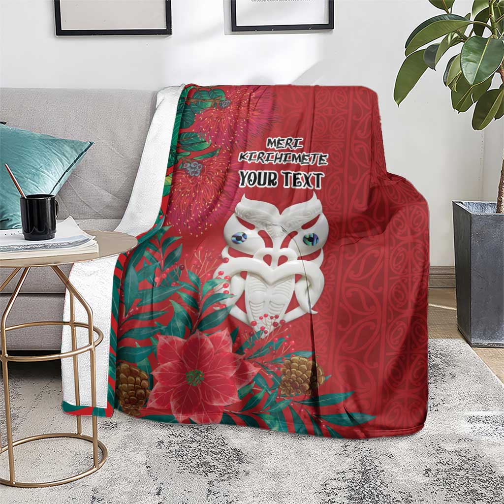 Maori Wheku Meri Kirihimete Personalised Blanket All Red Indigenous Maori Motif - Aussie Hoodie