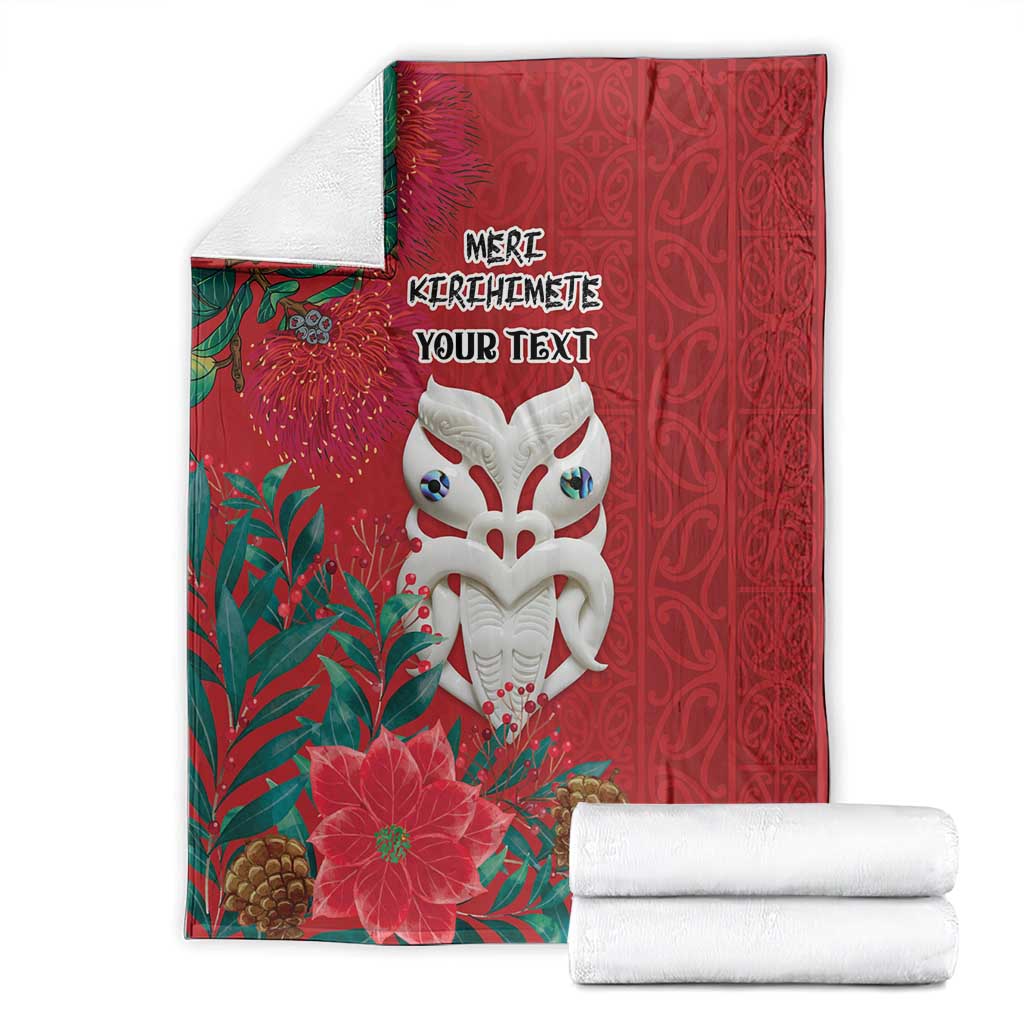 Maori Wheku Meri Kirihimete Personalised Blanket All Red Indigenous Maori Motif - Aussie Hoodie