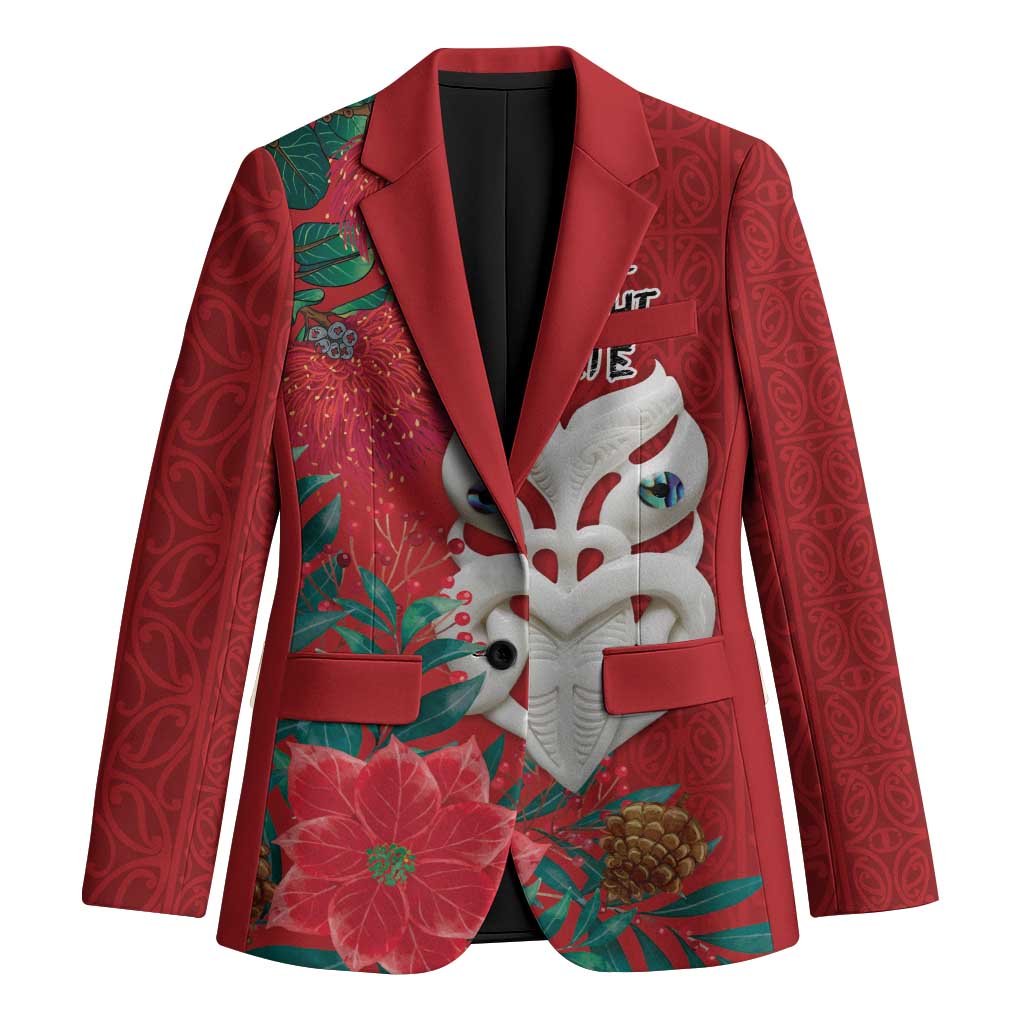 Maori Wheku Meri Kirihimete Personalised Blazer All Red Indigenous Maori Motif - Aussie Hoodie