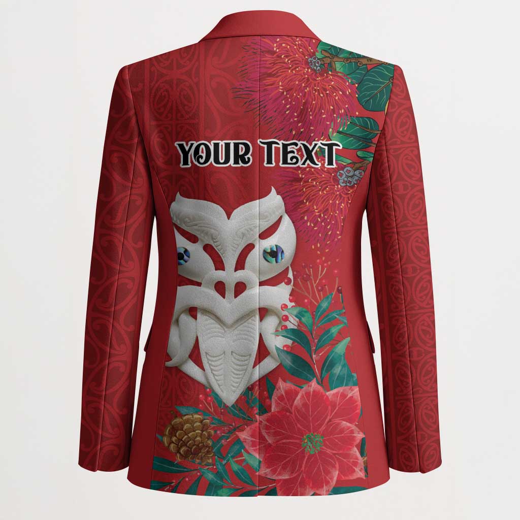 Maori Wheku Meri Kirihimete Personalised Blazer All Red Indigenous Maori Motif - Aussie Hoodie