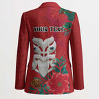 Maori Wheku Meri Kirihimete Personalised Blazer All Red Indigenous Maori Motif - Aussie Hoodie