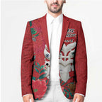 Maori Wheku Meri Kirihimete Personalised Blazer All Red Indigenous Maori Motif - Aussie Hoodie