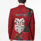 Maori Wheku Meri Kirihimete Personalised Blazer All Red Indigenous Maori Motif - Aussie Hoodie