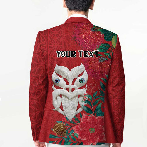 Maori Wheku Meri Kirihimete Personalised Blazer All Red Indigenous Maori Motif - Aussie Hoodie