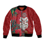 Maori Wheku Meri Kirihimete Personalised Bomber Jacket All Red Indigenous Maori Motif - Aussie Hoodie