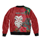 Maori Wheku Meri Kirihimete Personalised Bomber Jacket All Red Indigenous Maori Motif - Aussie Hoodie