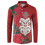 Maori Wheku Meri Kirihimete Personalised Button Sweatshirt All Red Indigenous Maori Motif - Aussie Hoodie