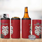 Maori Wheku Meri Kirihimete Personalised 4 in 1 Can Cooler Tumbler All Red Indigenous Maori Motif - Aussie Hoodie