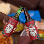 Maori Wheku Meri Kirihimete Personalised 4 in 1 Can Cooler Tumbler All Red Indigenous Maori Motif - Aussie Hoodie