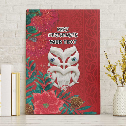 Maori Wheku Meri Kirihimete Personalised Canvas Wall Art All Red Indigenous Maori Motif - Aussie Hoodie