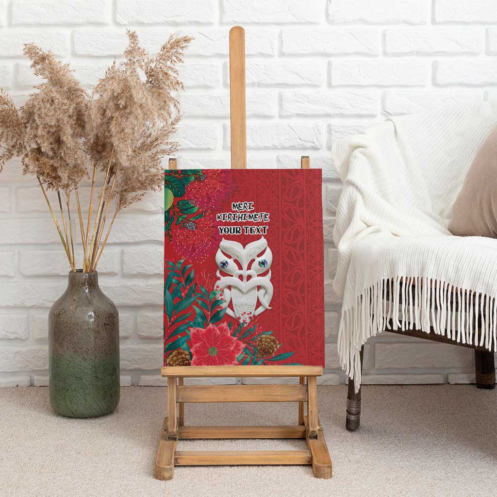Maori Wheku Meri Kirihimete Personalised Canvas Wall Art All Red Indigenous Maori Motif - Aussie Hoodie
