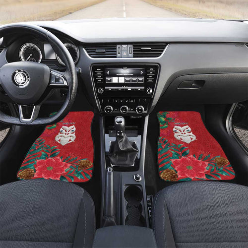 Maori Wheku Meri Kirihimete Personalised Car Mats All Red Indigenous Maori Motif - Aussie Hoodie