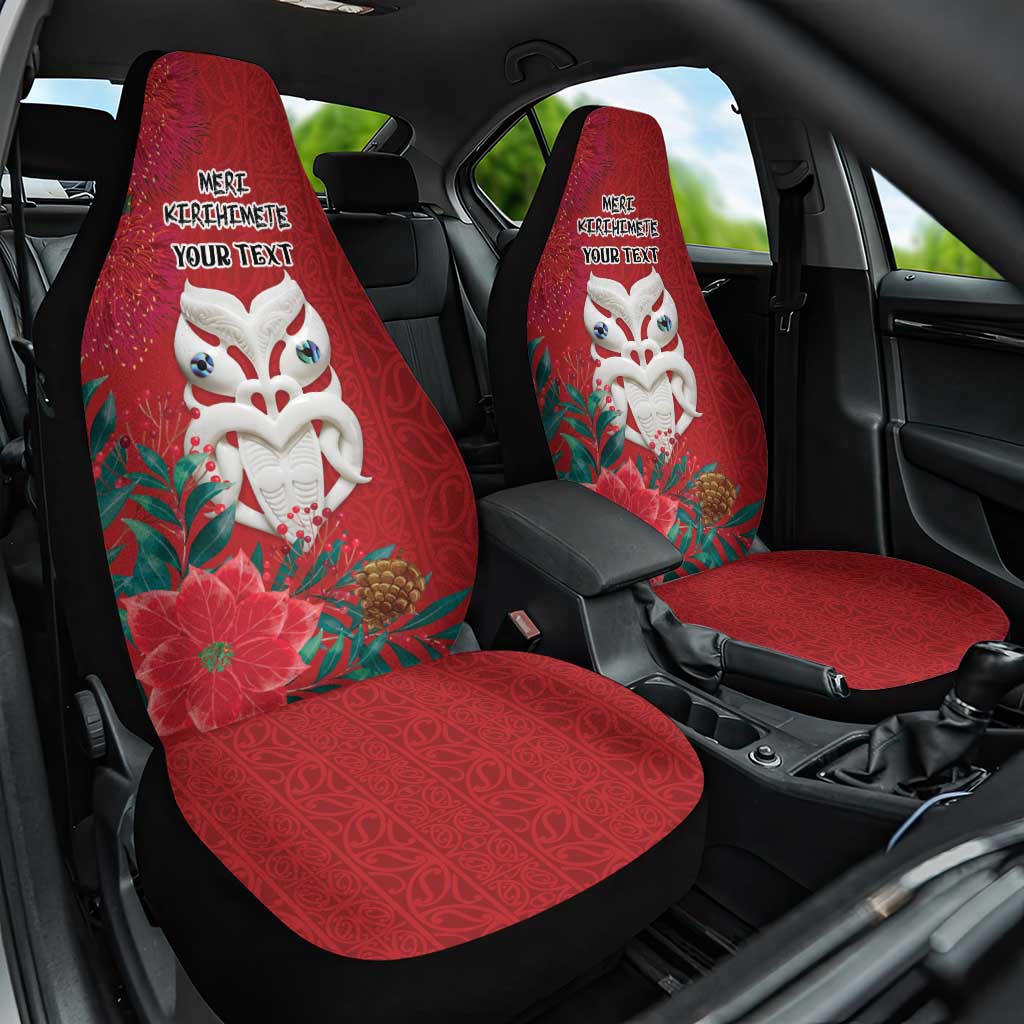 Maori Wheku Meri Kirihimete Personalised Car Seat Cover All Red Indigenous Maori Motif - Aussie Hoodie