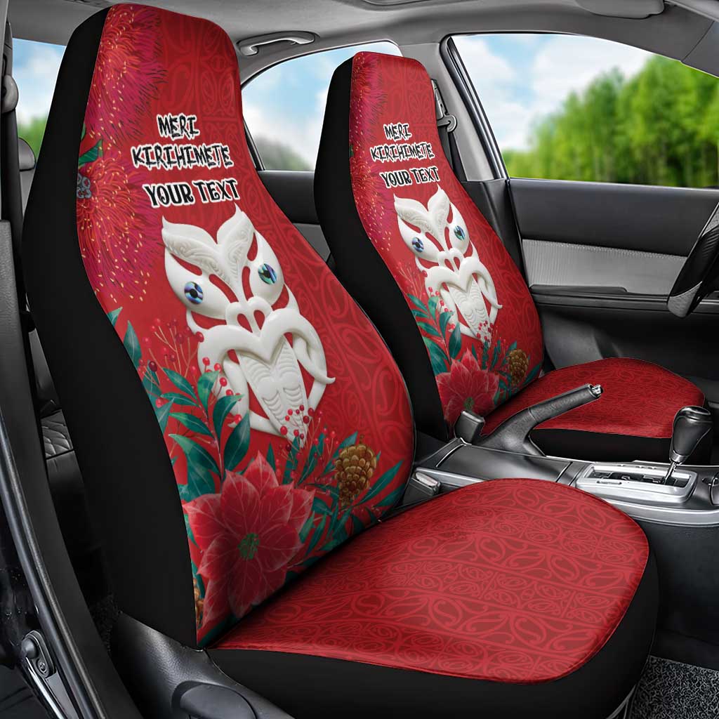 Maori Wheku Meri Kirihimete Personalised Car Seat Cover All Red Indigenous Maori Motif - Aussie Hoodie