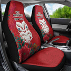 Maori Wheku Meri Kirihimete Personalised Car Seat Cover All Red Indigenous Maori Motif - Aussie Hoodie