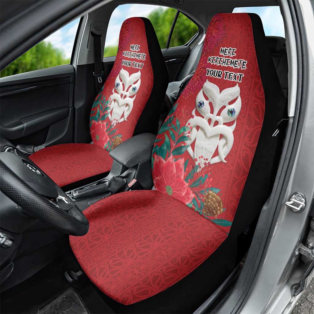 Maori Wheku Meri Kirihimete Personalised Car Seat Cover All Red Indigenous Maori Motif - Aussie Hoodie