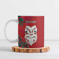 Maori Wheku Meri Kirihimete Personalised Ceramic Mug All Red Indigenous Maori Motif - Aussie Hoodie