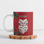 Maori Wheku Meri Kirihimete Personalised Ceramic Mug All Red Indigenous Maori Motif - Aussie Hoodie