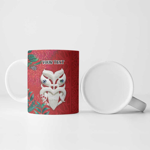 Maori Wheku Meri Kirihimete Personalised Ceramic Mug All Red Indigenous Maori Motif - Aussie Hoodie