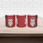 Maori Wheku Meri Kirihimete Personalised Ceramic Mug All Red Indigenous Maori Motif - Aussie Hoodie