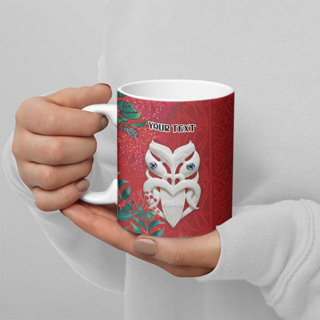 Maori Wheku Meri Kirihimete Personalised Ceramic Mug All Red Indigenous Maori Motif - Aussie Hoodie
