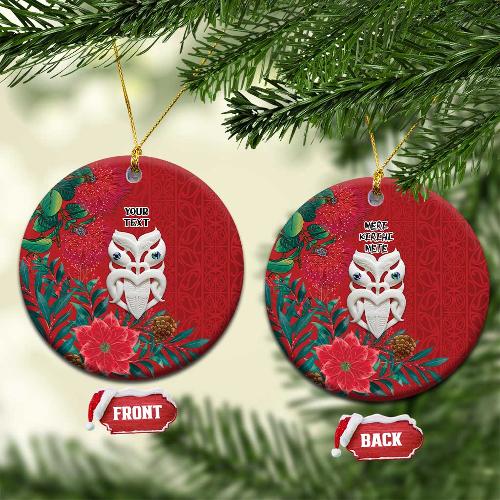 Maori Wheku Meri Kirihimete Personalised Ceramic Ornament All Red Indigenous Maori Motif - Aussie Hoodie