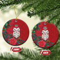 Maori Wheku Meri Kirihimete Personalised Ceramic Ornament All Red Indigenous Maori Motif - Aussie Hoodie