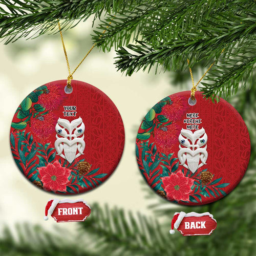 Maori Wheku Meri Kirihimete Personalised Ceramic Ornament All Red Indigenous Maori Motif - Aussie Hoodie