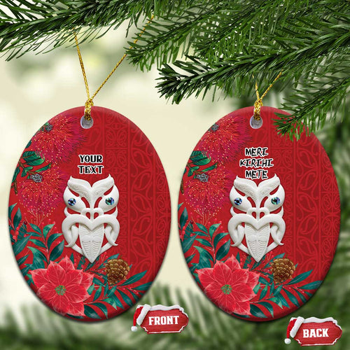 Maori Wheku Meri Kirihimete Personalised Ceramic Ornament All Red Indigenous Maori Motif - Aussie Hoodie