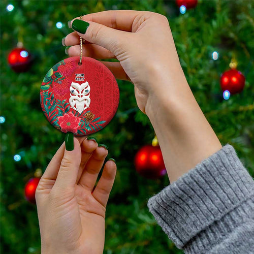 Maori Wheku Meri Kirihimete Personalised Ceramic Ornament All Red Indigenous Maori Motif - Aussie Hoodie