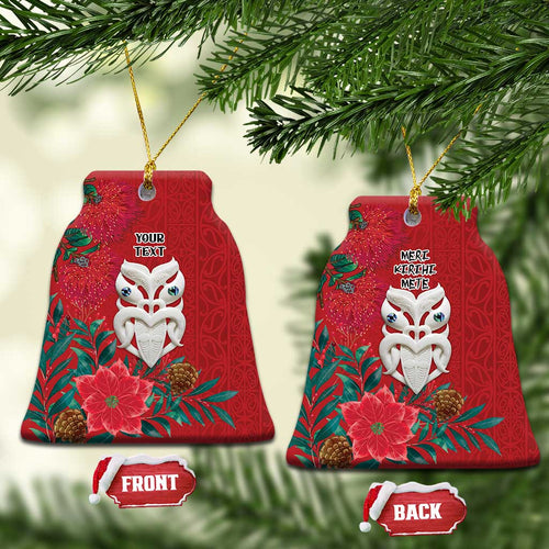Maori Wheku Meri Kirihimete Personalised Ceramic Ornament All Red Indigenous Maori Motif - Aussie Hoodie