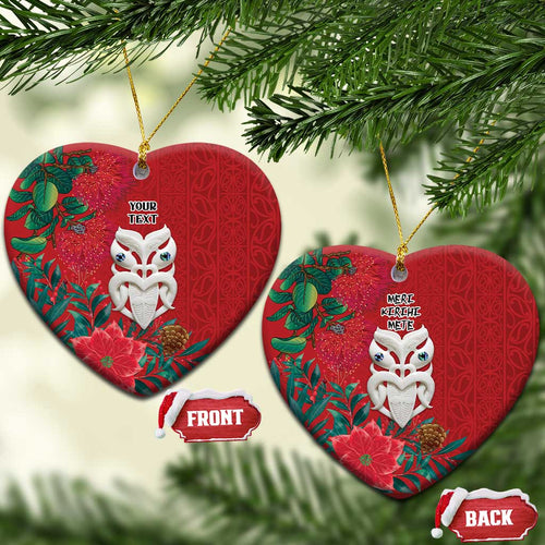 Maori Wheku Meri Kirihimete Personalised Ceramic Ornament All Red Indigenous Maori Motif - Aussie Hoodie